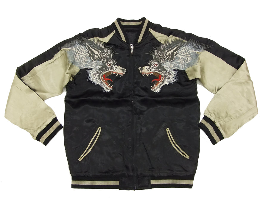 SATORI Japanese Souvenir Jacket Wolf Men's Sukajan GSJR-006 Black