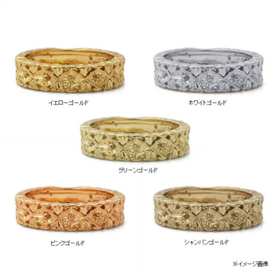 フィレンツェ彫りメタルリング「ミモザ」 PT900 K18 K10対応 ローズ