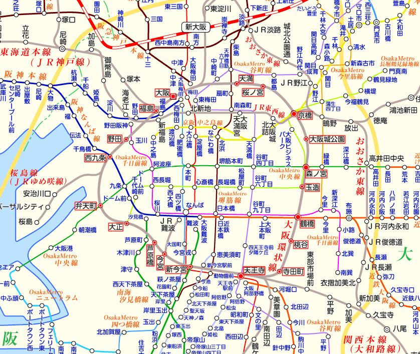 大阪環状線の路線図・停車駅 | 路線図ネット