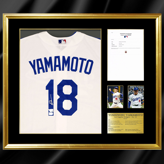 山本由伸直筆サイン入り ドジャースホームレプリカユニフォーム特製