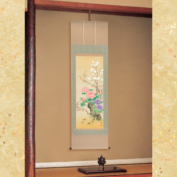 掛軸 光雲筆 梅花図 紙本淡彩 肉筆作品 縦110cm×横60cm 掛軸 光雲筆