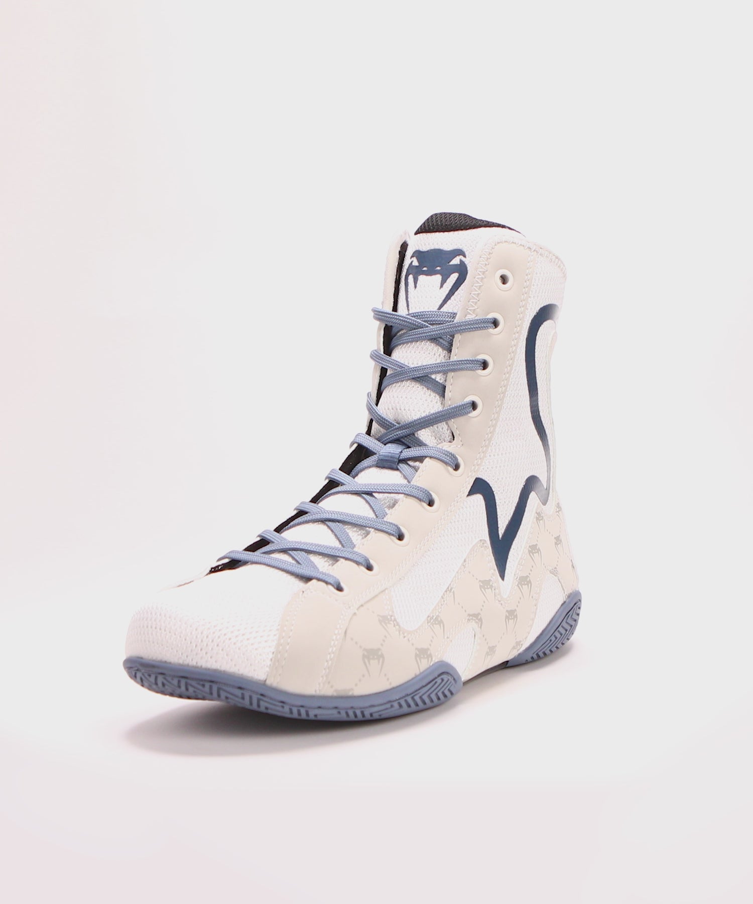 Venum Elite Evo Monogram Boxing Shoes - White/Blue - Venum Asia