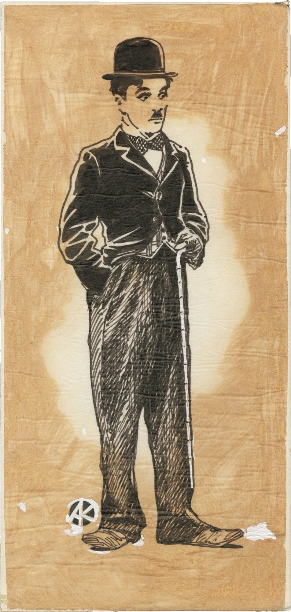 Chaplin 絵画 原画 ドローイング アート 2点 Chaplin 絵画 原画