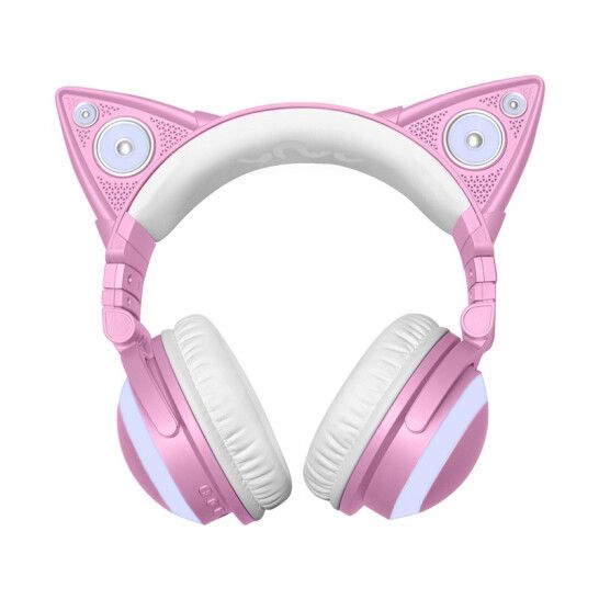 ゲーミングヘッドセット 猫耳 かわいいピンク色 ネコ耳ヘッドホン 猫耳