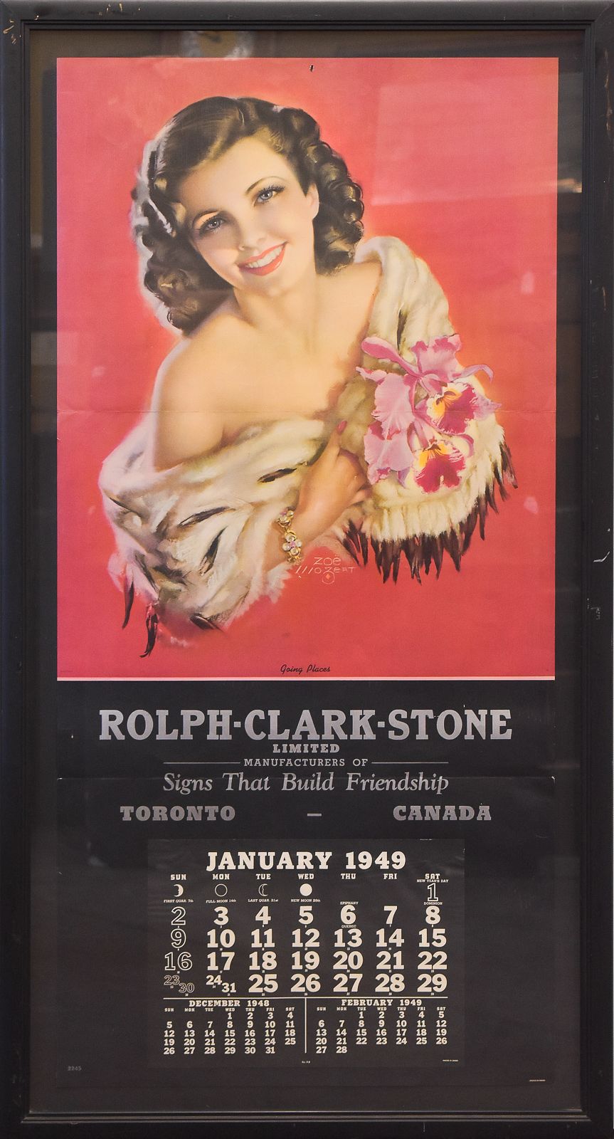 1949 Wood Frame Vintage Poster カレンダーポスター 【公式通販】