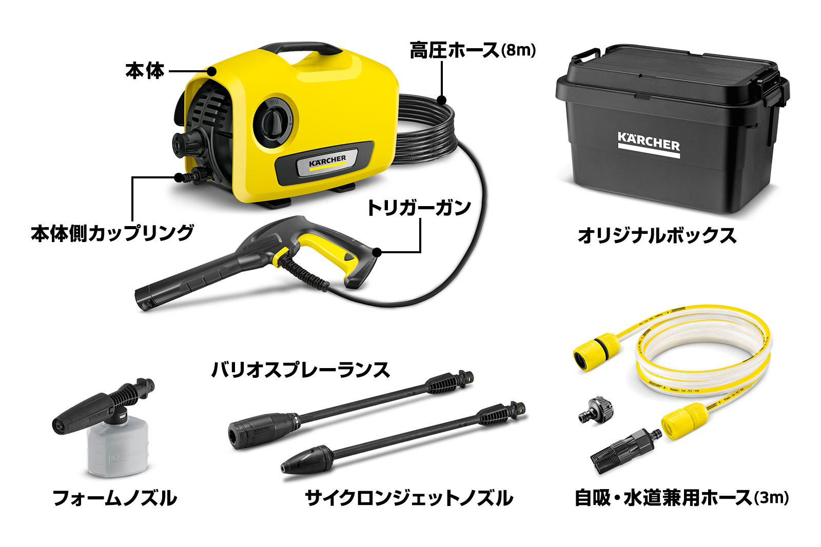 K 2 サイレント 自吸水道兼用セット（ボックス付き） - 高圧洗浄機