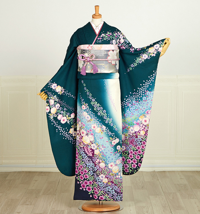 辻が花 振袖（専用襦袢付）No.EA-3803-トール-LLサイズのレンタル