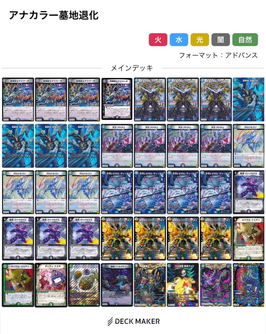 アナカラー墓地退化 青黒緑 デュエマ デッキ 期間限定特価】 青黒緑