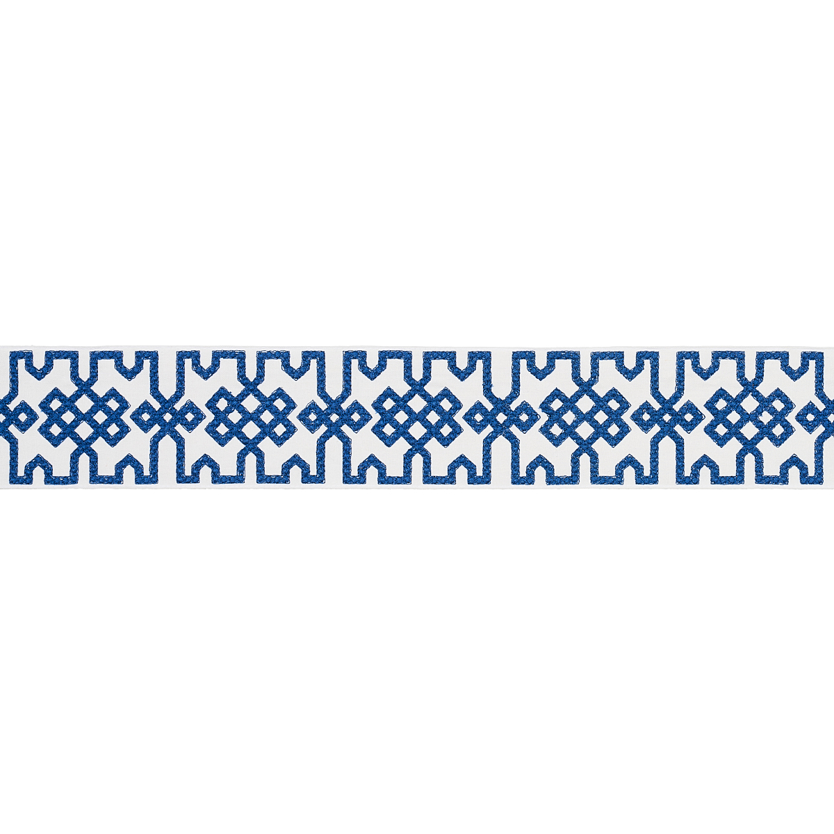 Knotted Trellis Tape - Blue On White Trims | Schumacher