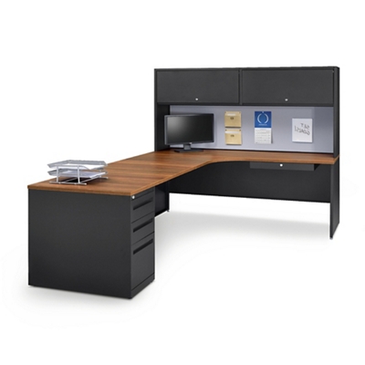 Carbon L-Desk with Hutch - Left Return 72