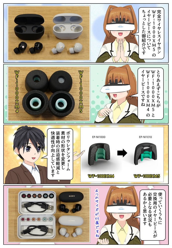 ソニーの WF-1000XM5 用イヤーピースの手入れの際の注意点や交換用の