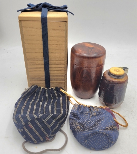 膳所焼茶入れ 茄子 仕覆 膳所焼陽炎園造淡海ぜぜ茄子