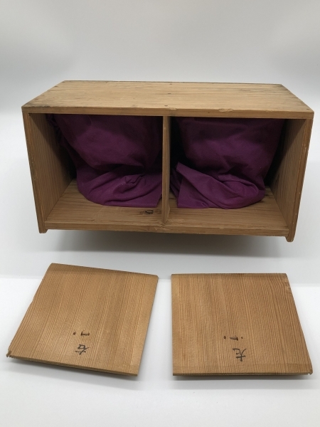 里帰り杯洗 金魚図】 2客対 明治漆器 A basin for washing wine cups