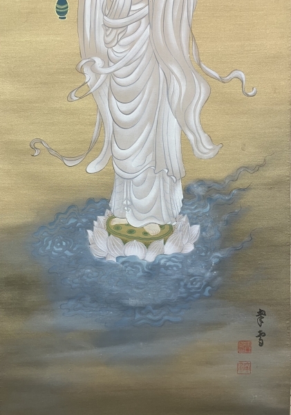 No5313 掛軸 双幅 銘有 国井孝雪 鶴亀之図 絹本 共箱 縁起物 送料無料