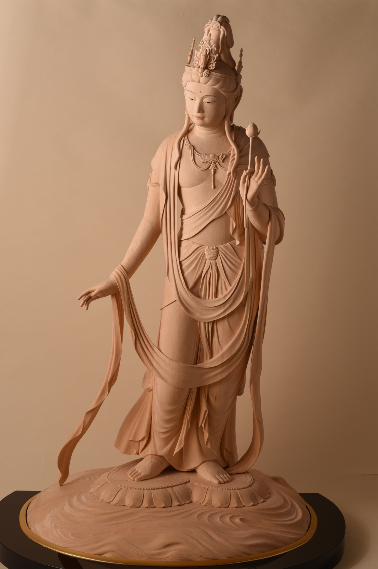 春山作 聖観音菩薩立像 】 一木造 高さ64cm 聖観音菩薩立像｜櫻井仏像