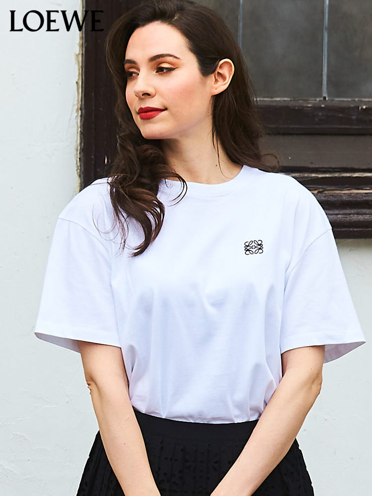 LOEWE (ロエベ) 胸ロゴ刺繍 クルーネック 半袖 Tシャツ LELS359Y22X12