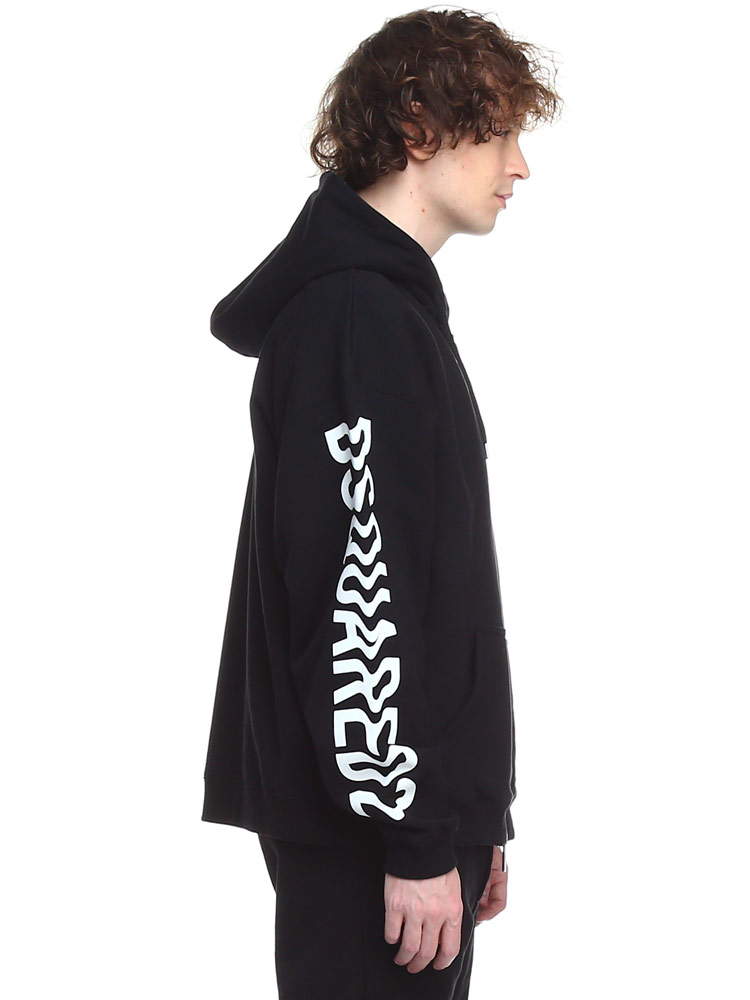 DSQUARED2 (ディースクエアード) 裏起毛 袖ロゴ フルジップ パーカー