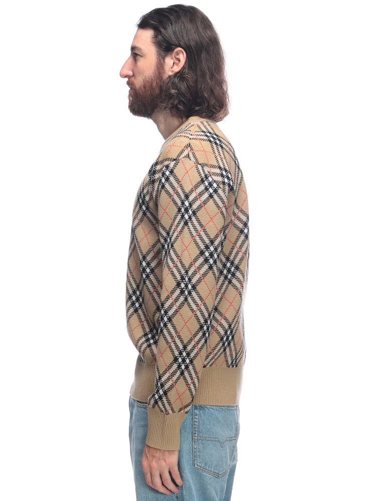 BURBERRY (バーバリー) チェック ウールブレンド クルーネック