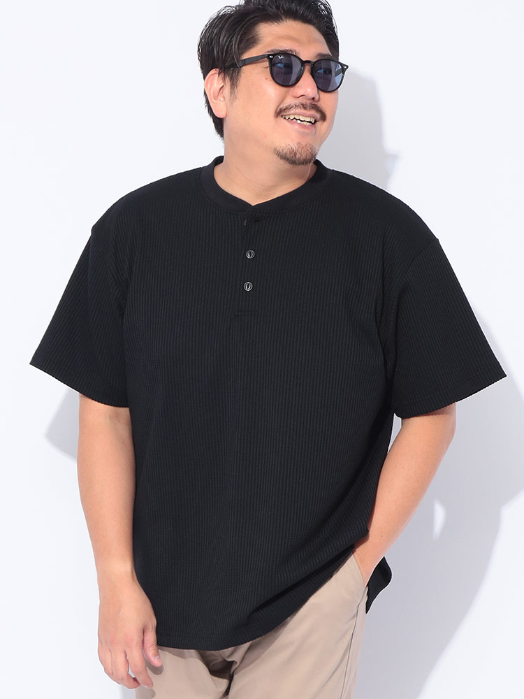 半袖Tシャツ SOLOTEX ワッフル ヘンリーネック トップス スポーツ