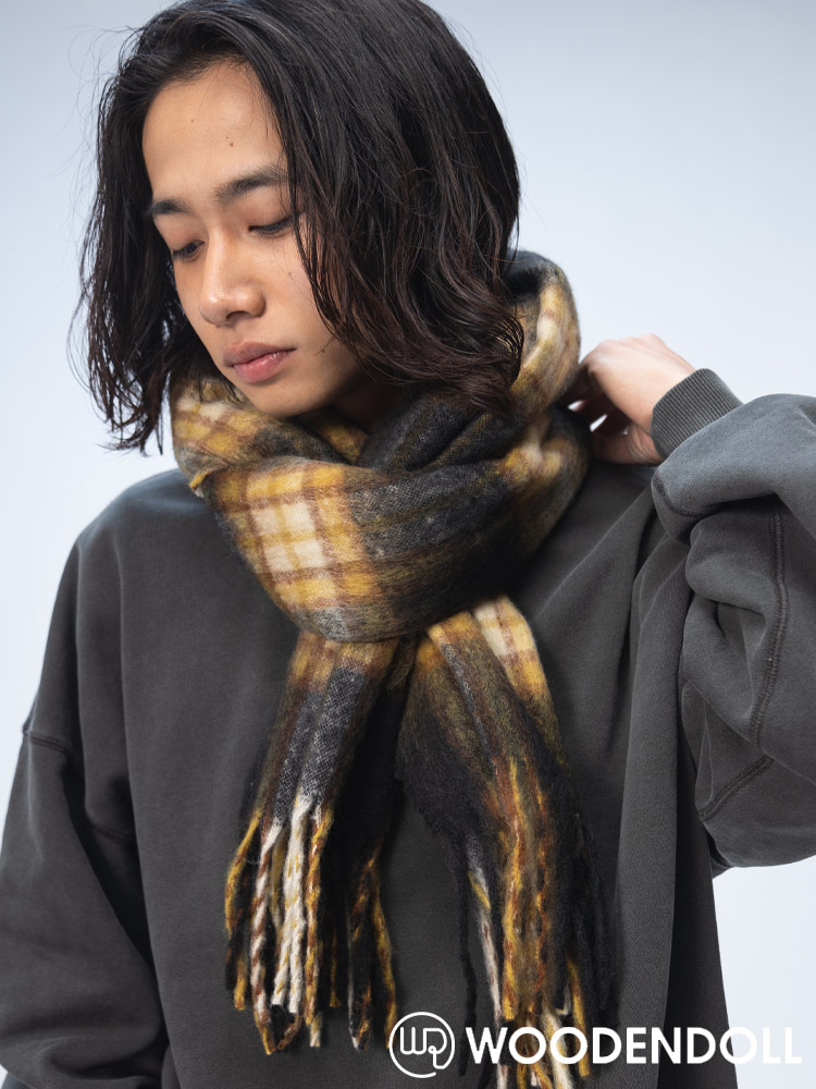 WOODENDOLL (ウッディンドール) チェック柄 起毛 大判 マフラー