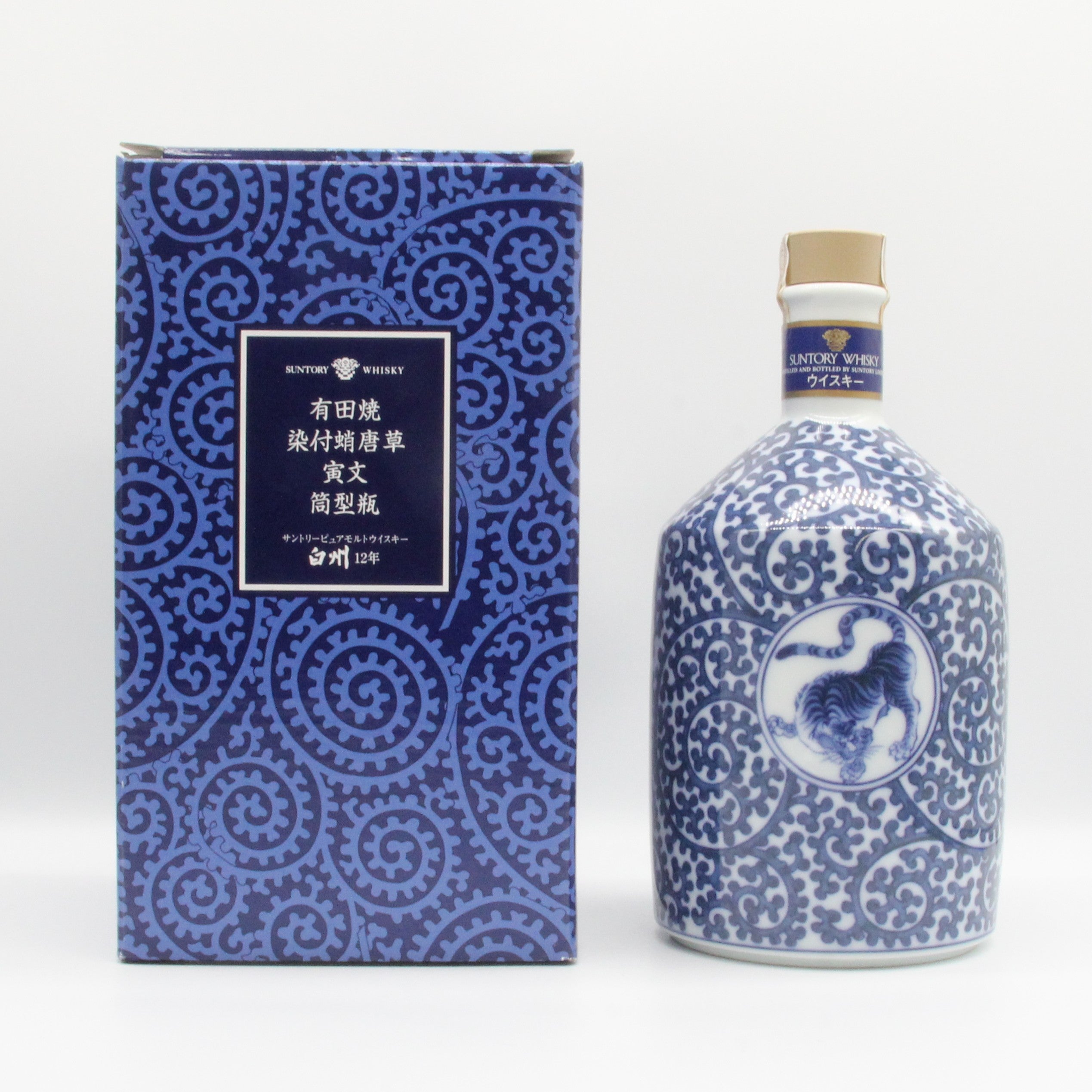 未開封 サントリー 白州 12年 ウイスキー 有田焼 赤絵蛸唐草寿文筒形瓶