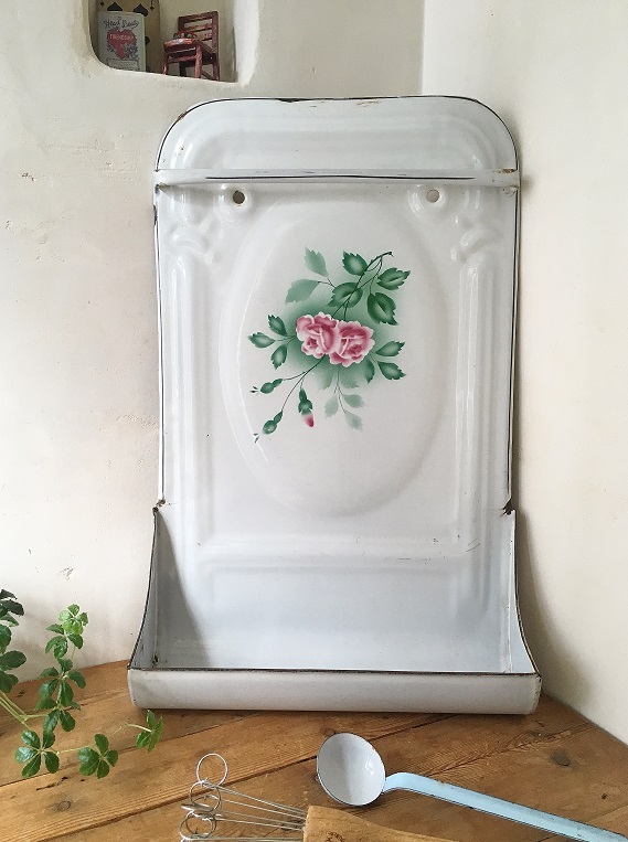 フランスアンティーク□JAPYレードルラック お花 ホーロー ローズ パンジー