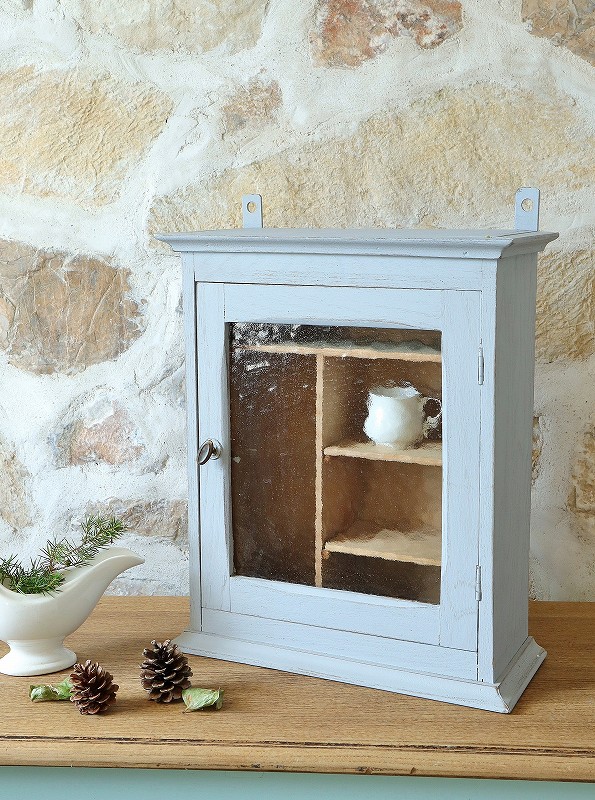 1940年代のアンティーク ガラスキャビネット（グレー） フランス