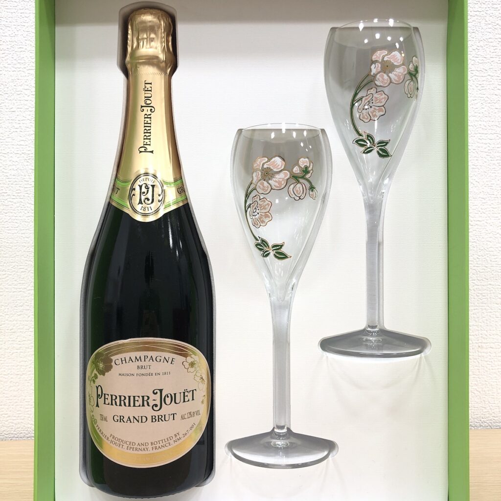 未開栓 ベルエポック シャンパンセット グラス・オリジナル扇子付き