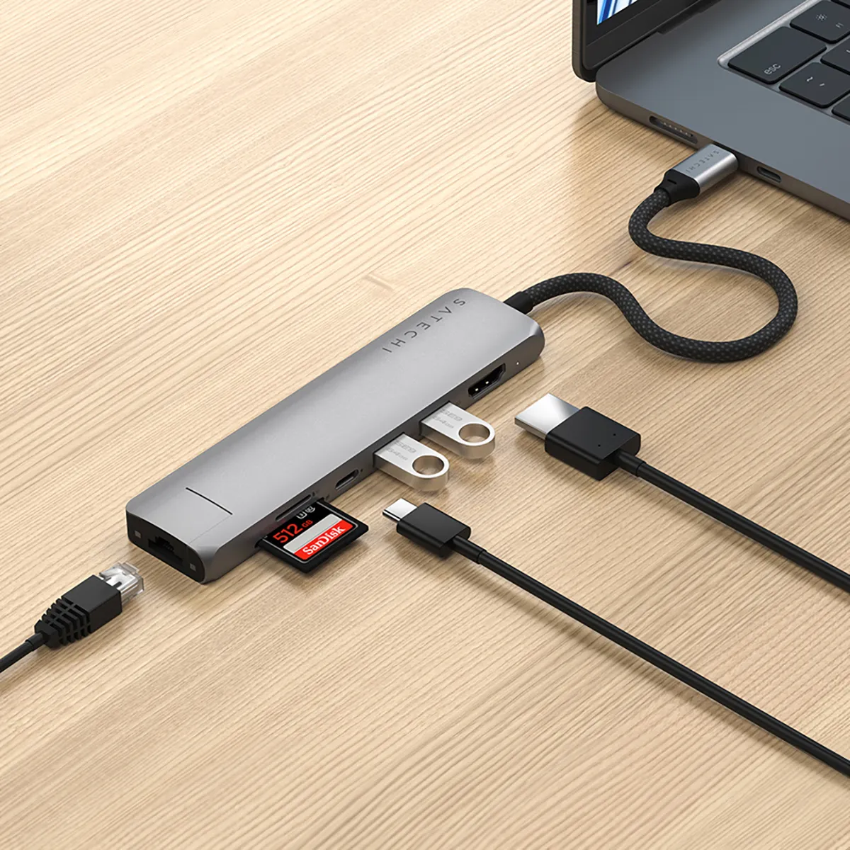 Satechi 7-in-1 USB-C Slim Multiport Adapter with Ethernet