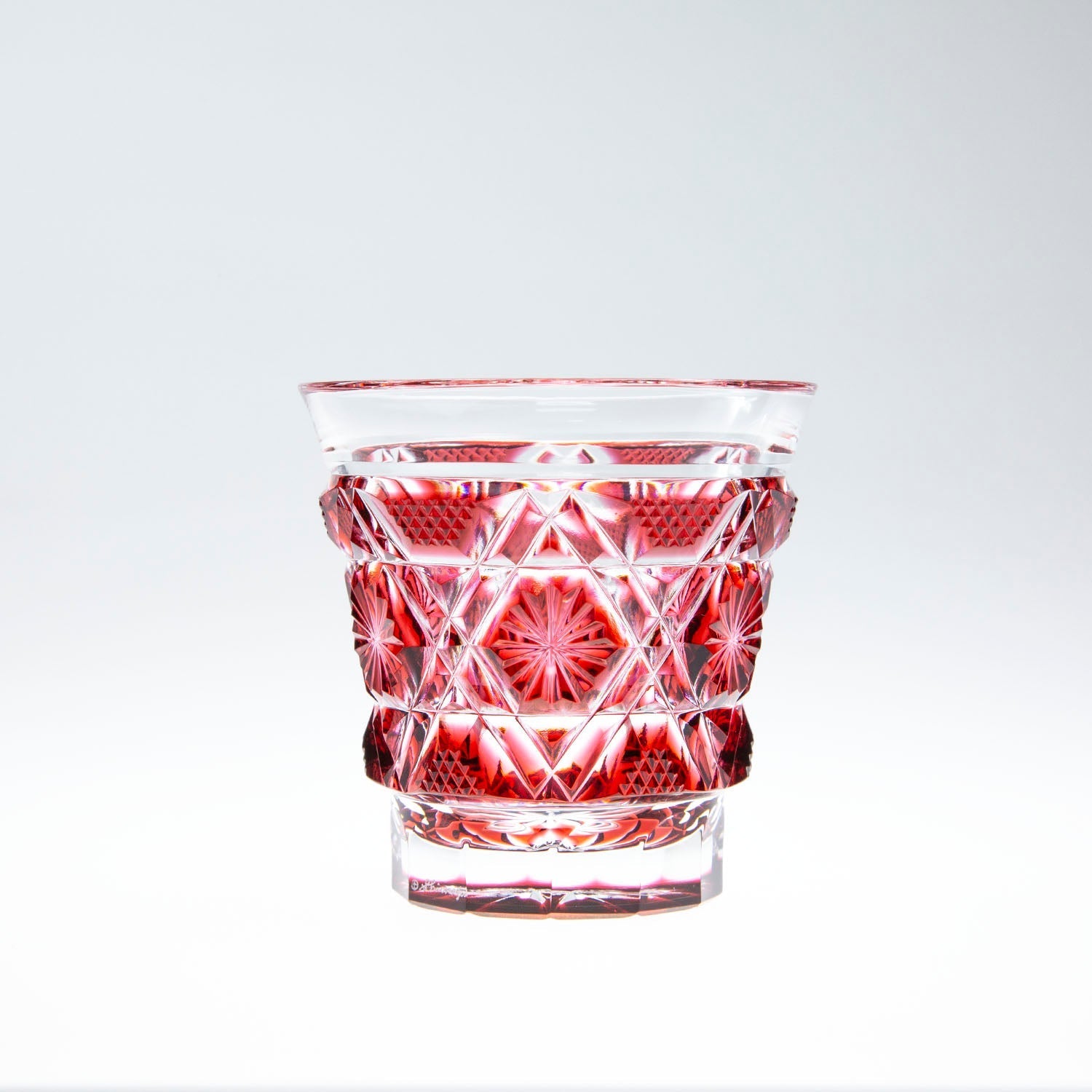 島津薩摩切子】 創作 冷酒グラス cut01金赤×島津紫セット – ㈱島津興業