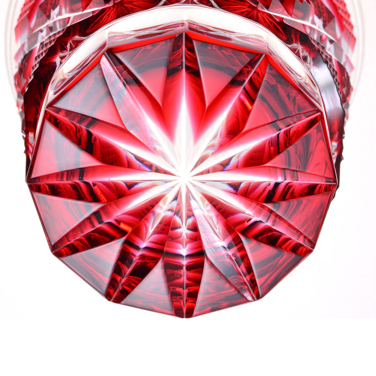 島津薩摩切子】 創作 冷酒グラス cut01金赤×藍セット – ㈱島津興業