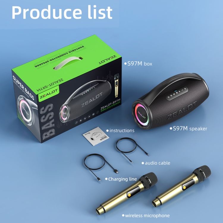 New Arrival Zealot S97M Portable 80W RGB Wireless Speaker with