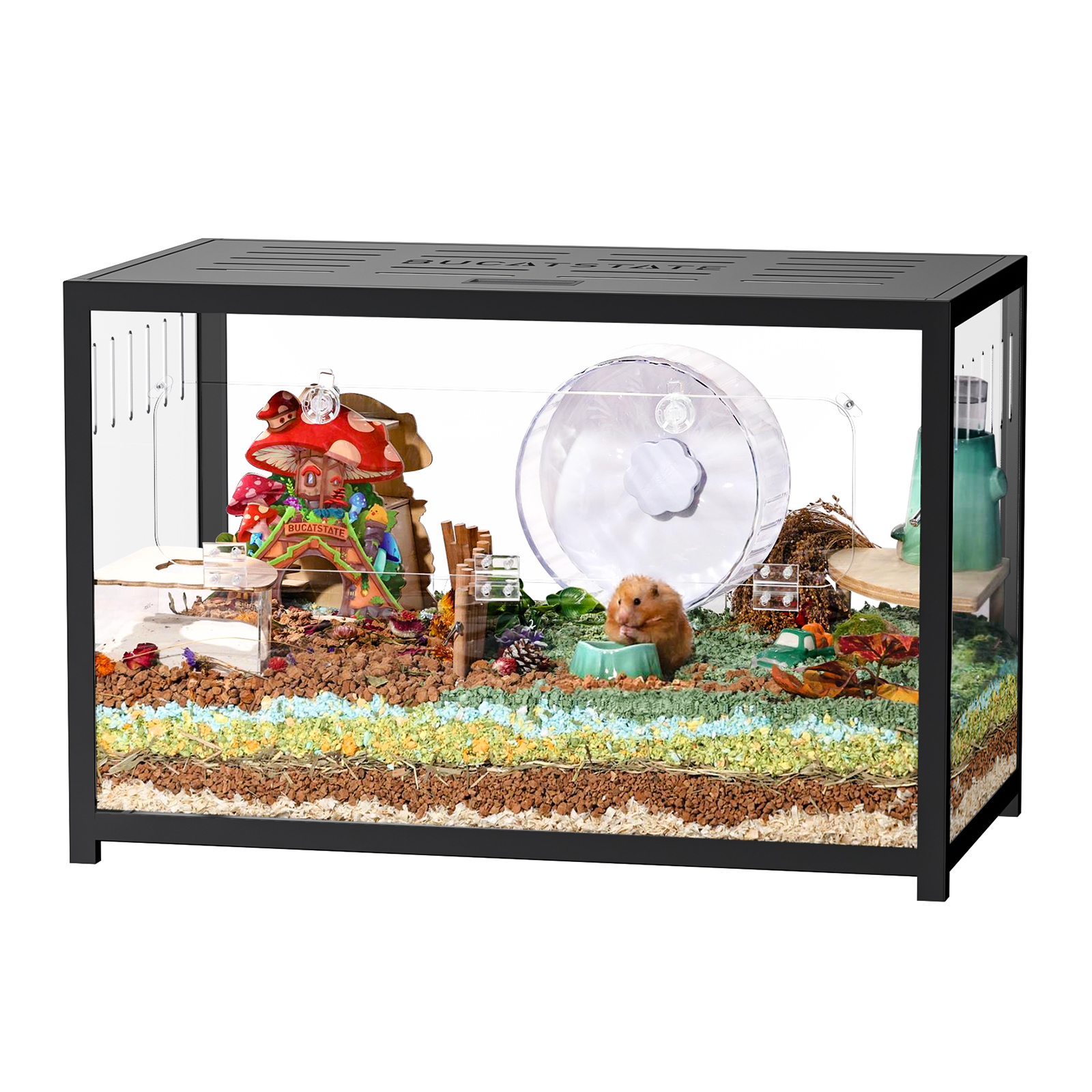 Bucatstate 80cm 組立式 金属製 透明ペットケージ 広々 ハムスター