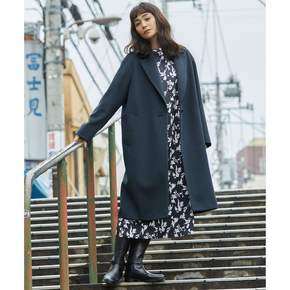 23区 ウールカシミヤビーバー チェスターコート （キャメル系） -靴