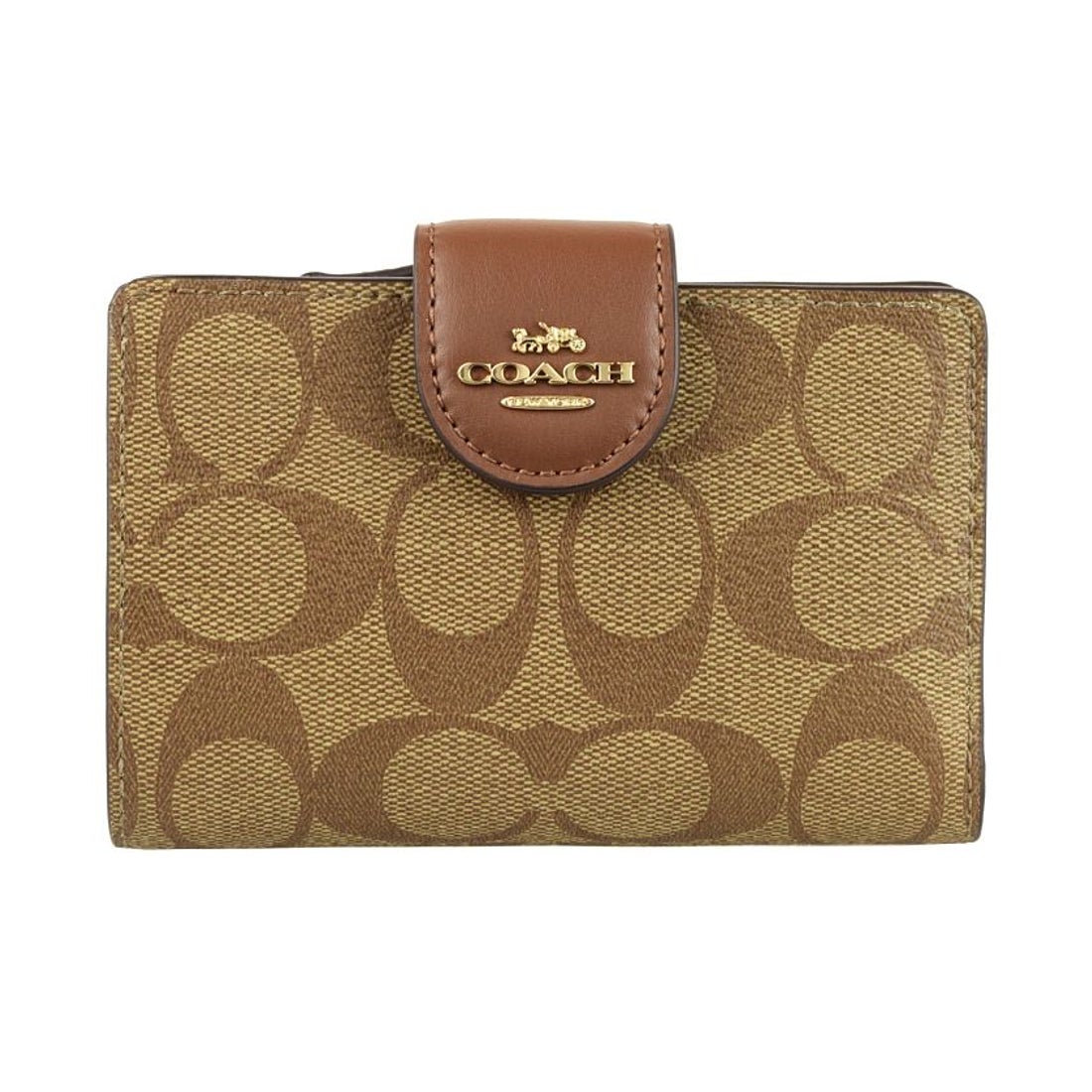 コーチ COACH 折財布 二つ折り シグネチャー （カーキ×ライトブラウン