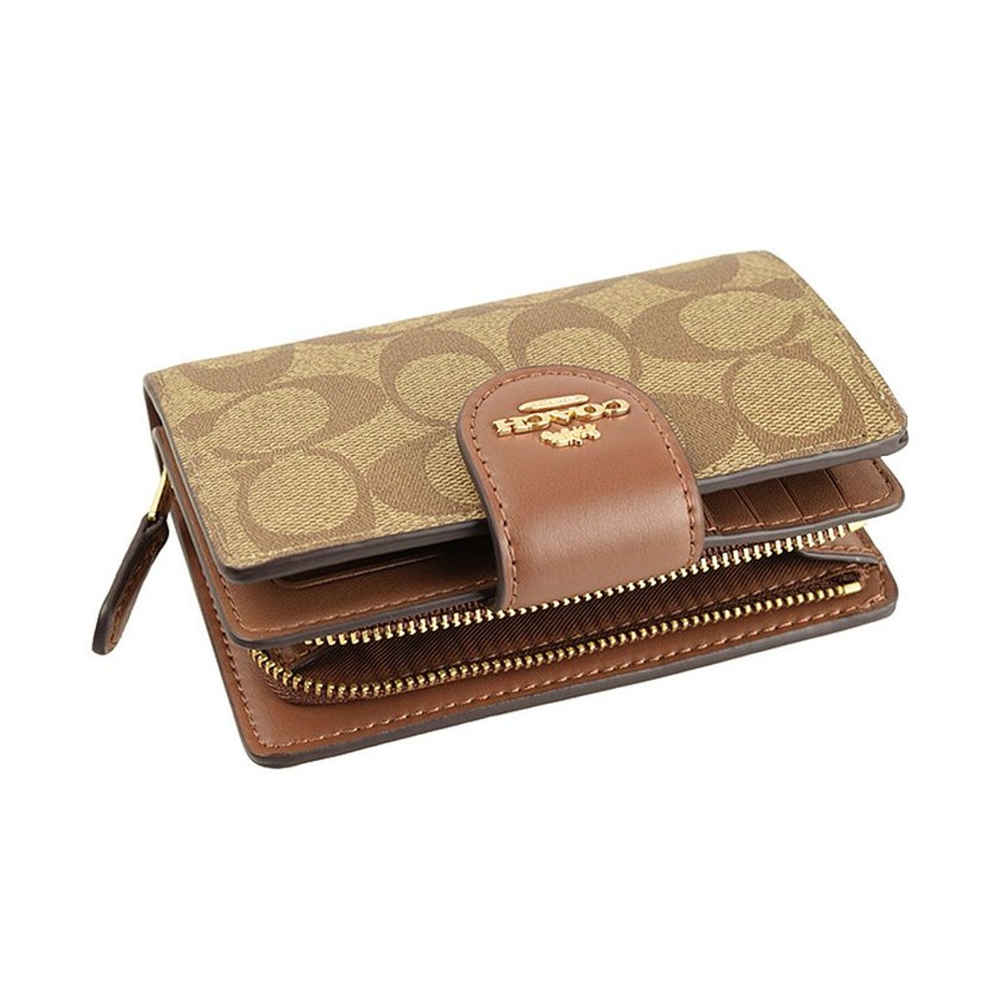 コーチ COACH 折財布 二つ折り シグネチャー （カーキ×ライトブラウン