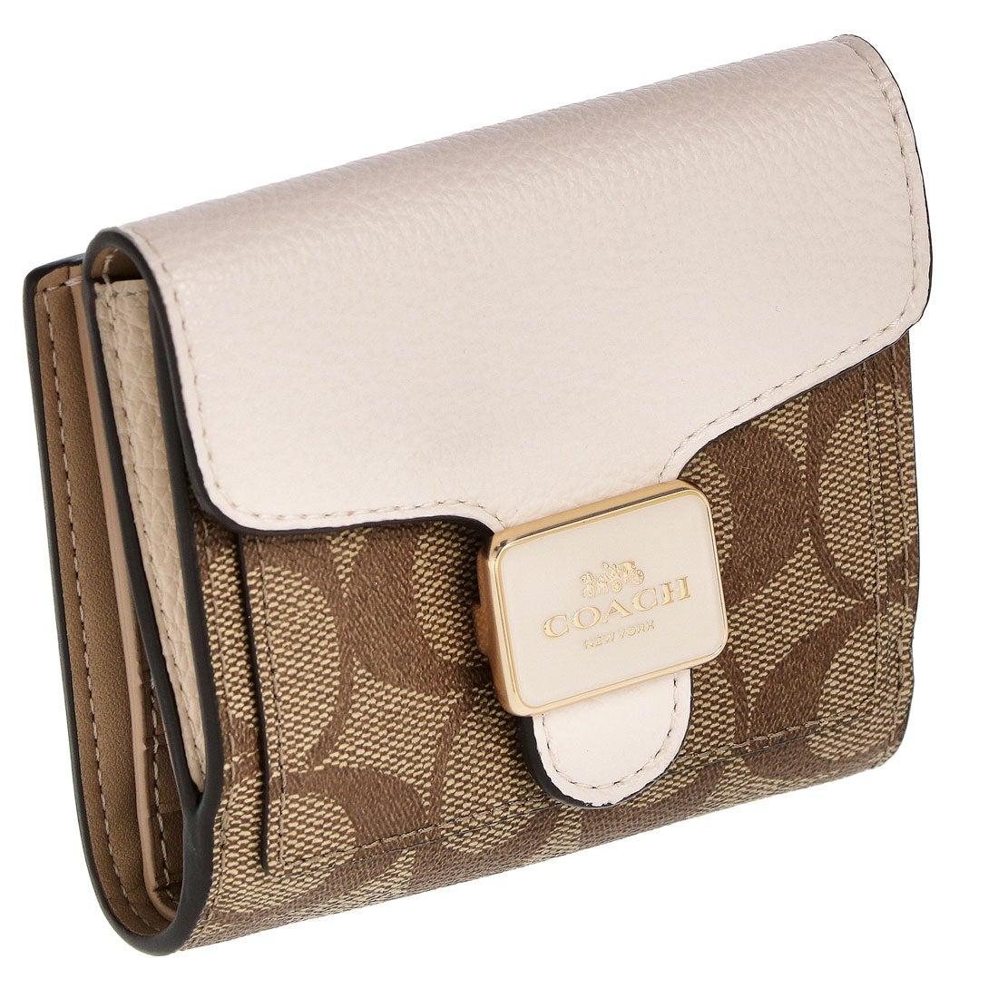 コーチ COACH C7805 二つ折り財布 シグネチャー レディース （ベージュ
