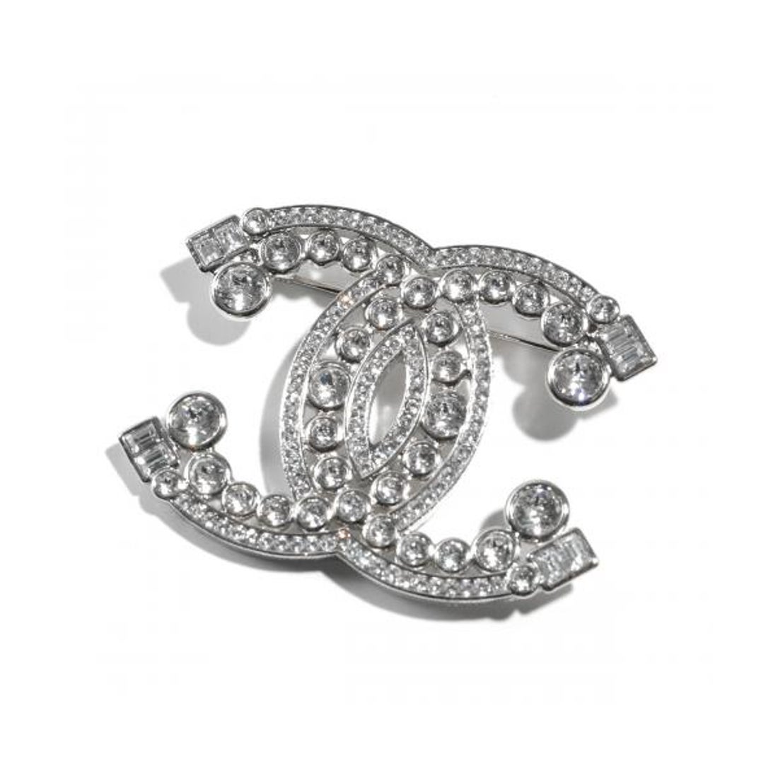 CHANELココマーク ピンブローチ ピンバッチ ブルーラインストーン