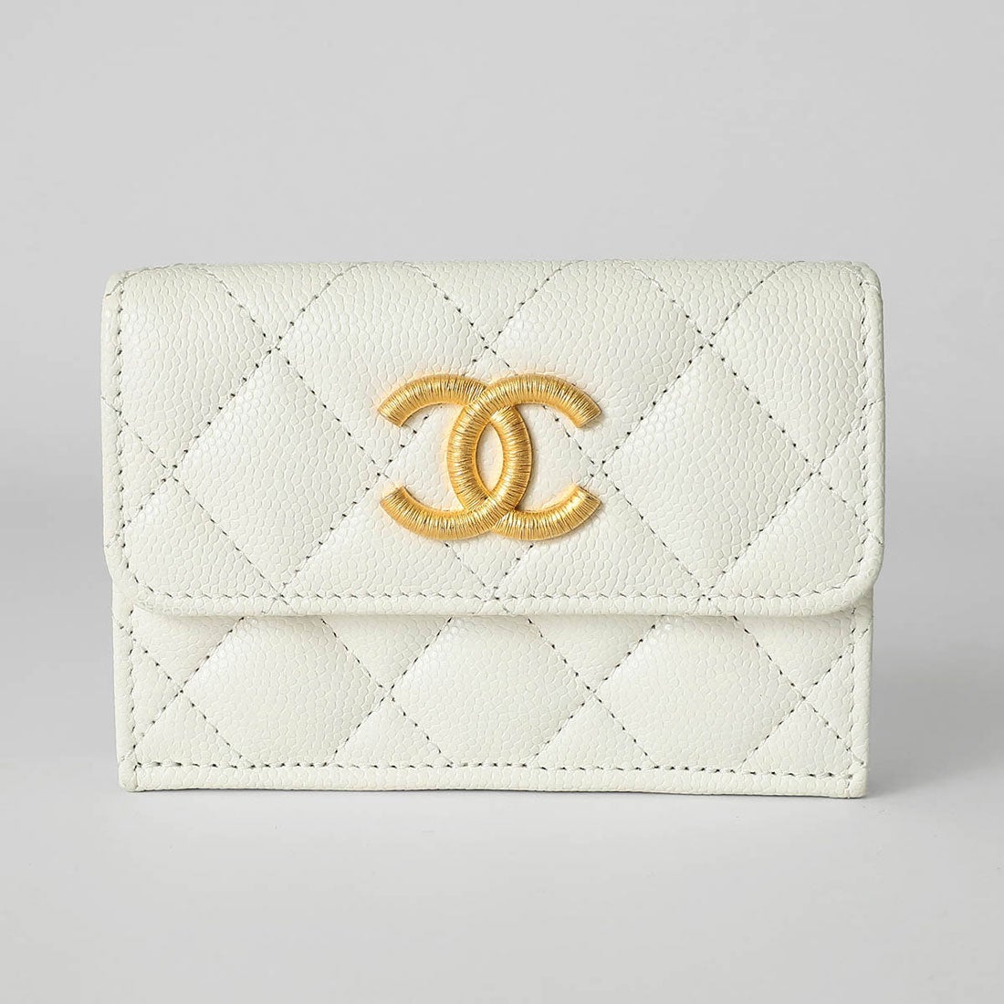 シャネル CHANEL 3つ折り財布 キャビアスキン スモールウォレット