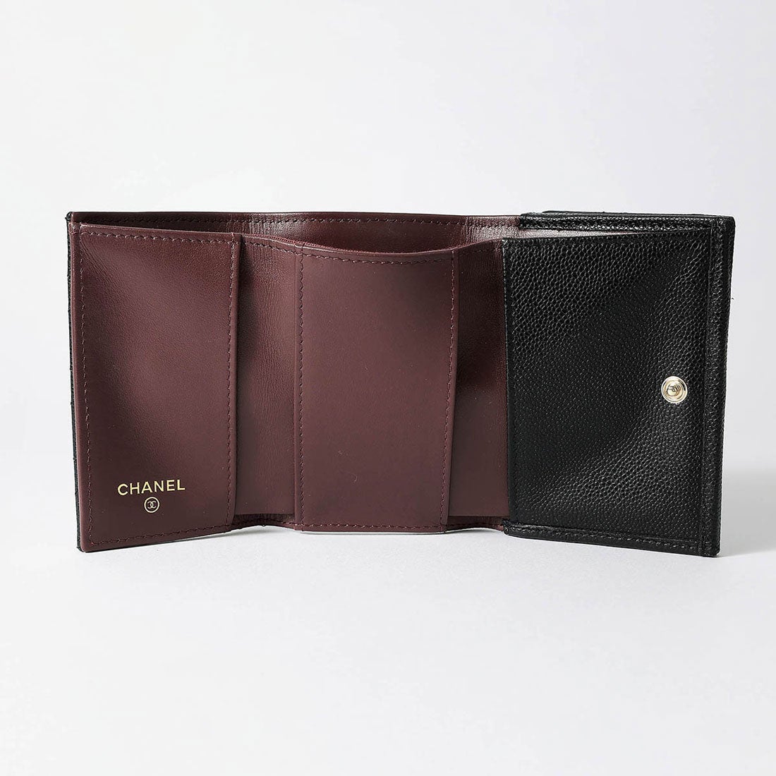 シャネル CHANEL 3つ折り財布 キャビアスキン MINI WALLET CHANEL