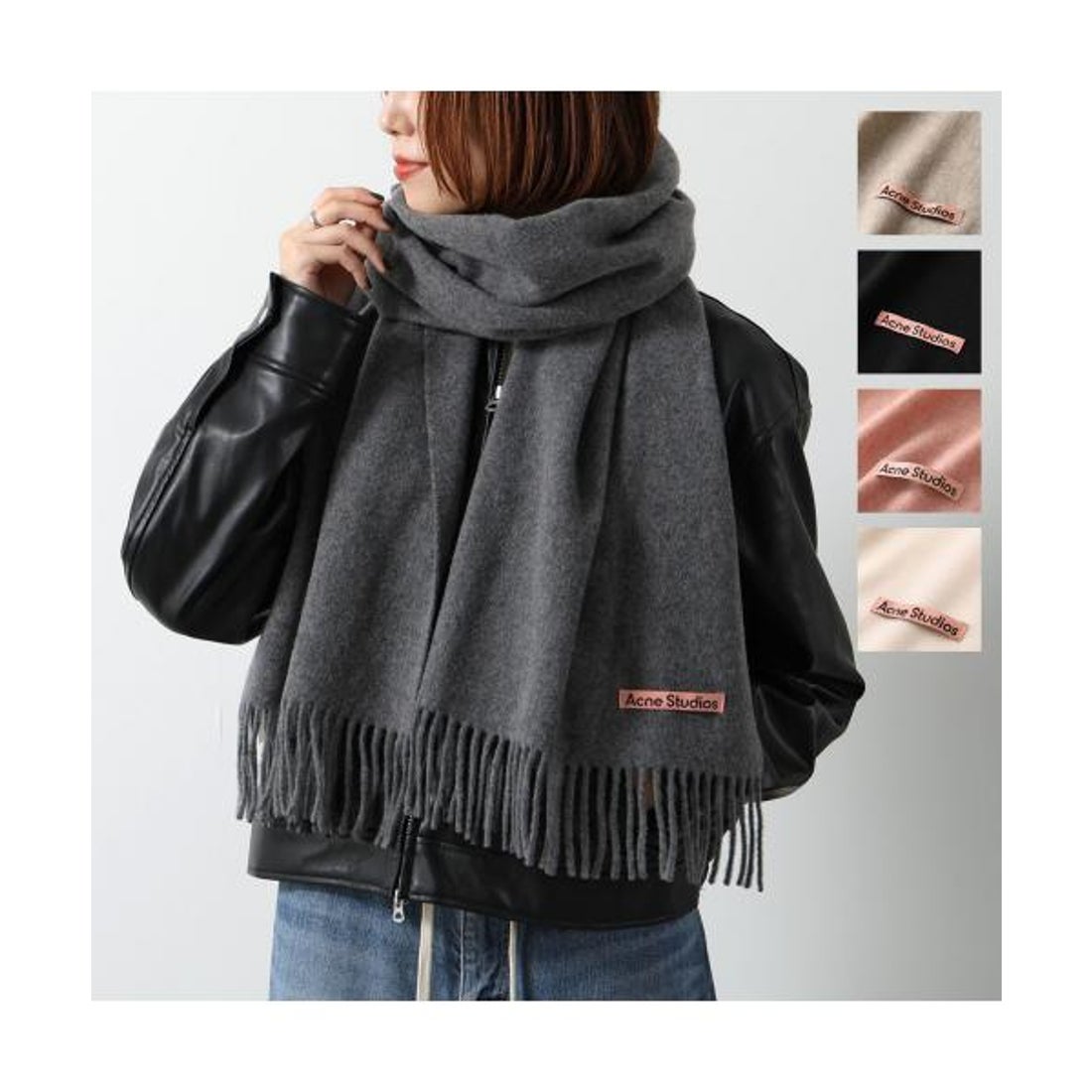 Acne Studios グレー フリンジ マフラー ACNE STUDIOS アクネ