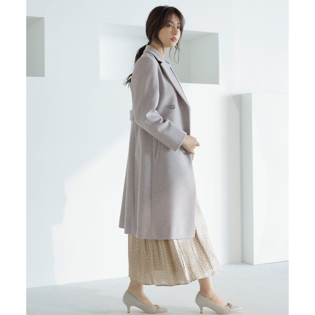 ANY SIS ウールライクノーブルチェスター コート （ライトベージュ