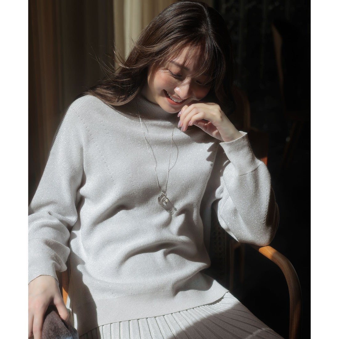 ANY SIS 【CICA加工】 ビューティ畔ボトルネック ニット （ブラック