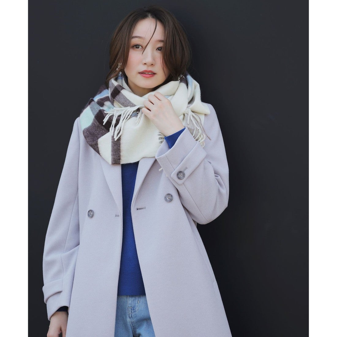 ANY SIS ウールライクロング チェスターコート （ライトベージュ