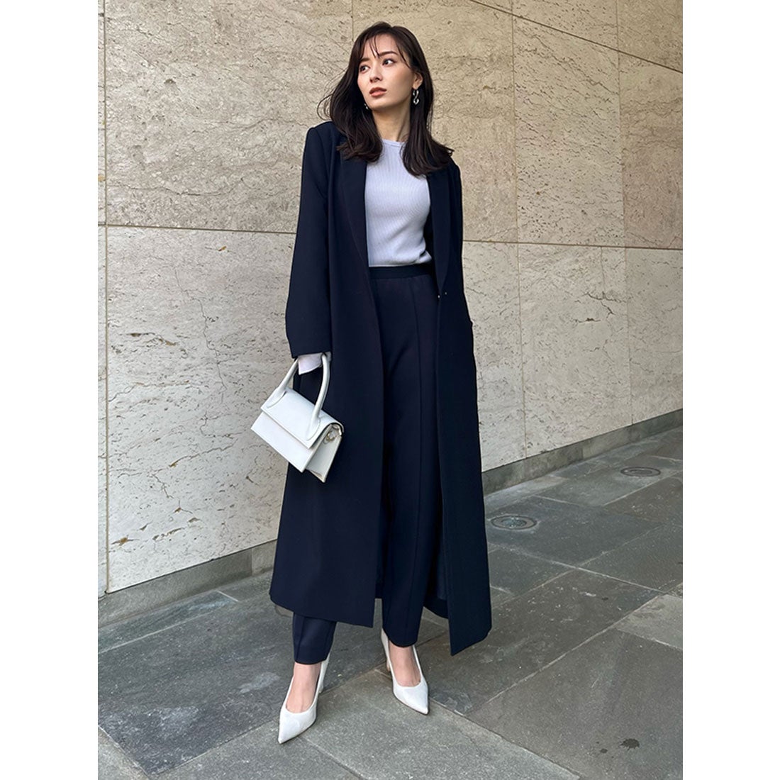 アニュアンス anuans ダブルクロスチェスターコート （NAVY