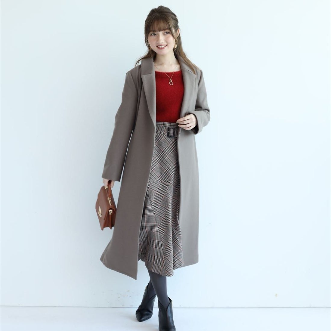 Apuweiser-riche ベルテッドロングコート （モカ） -ファッション通販