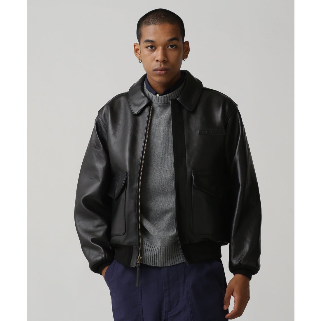 ショップ AVIREX ブラックレザージャケット AVIREX ブラック シングル