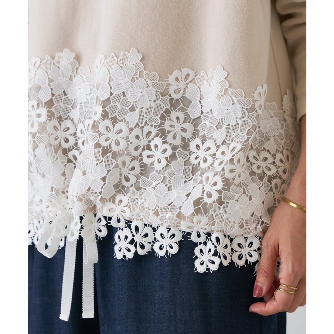 ビアズリー レース裾付き チュールレイヤーパンツ ビアズリー レースパンツ