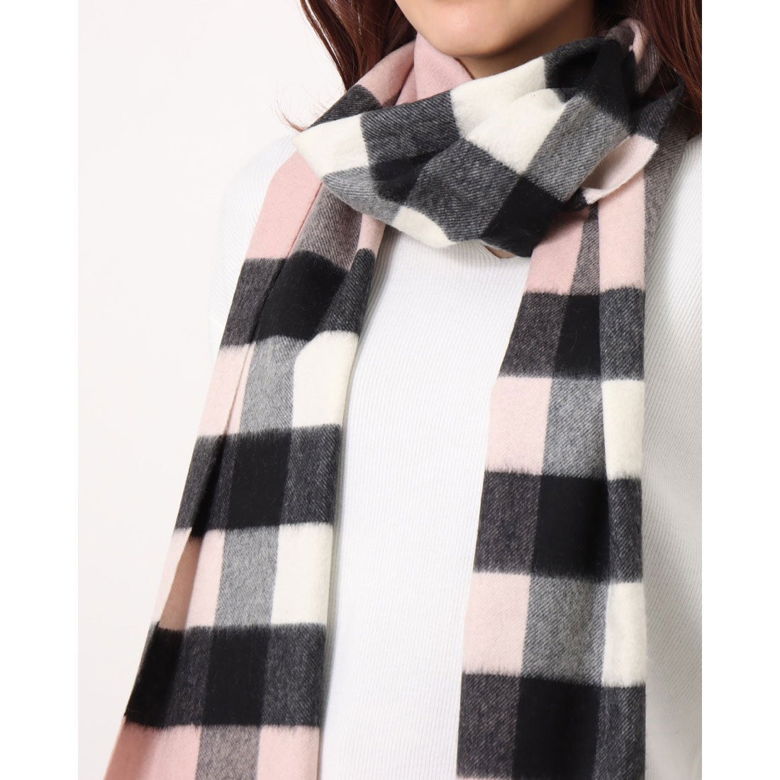 バーバリー BURBERRY ビッグチェックカシミヤ100％マフラー （ピンク