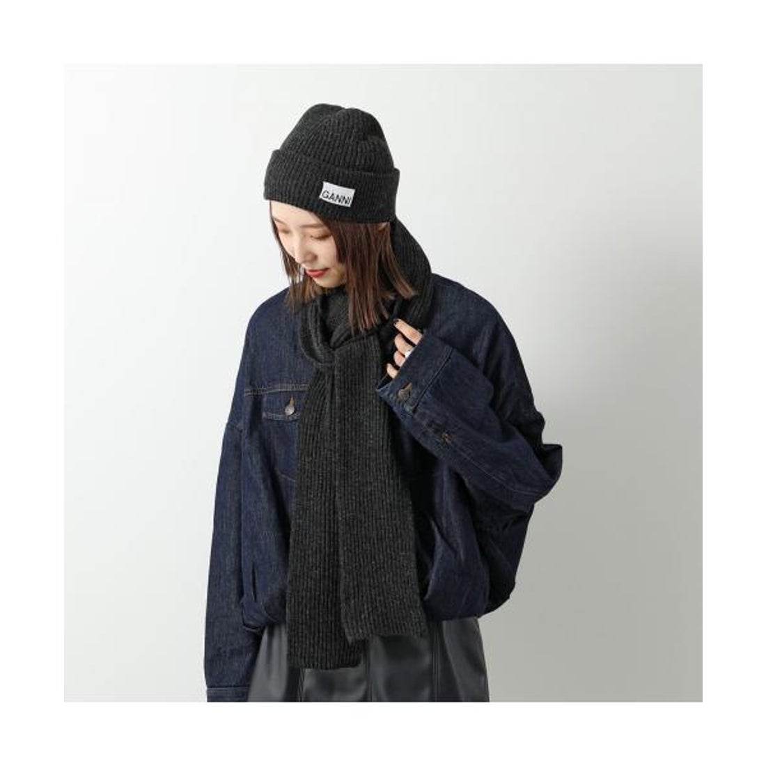 ガニー GANNI GANNI ニット帽 Light Structured Rib Knit Beanie